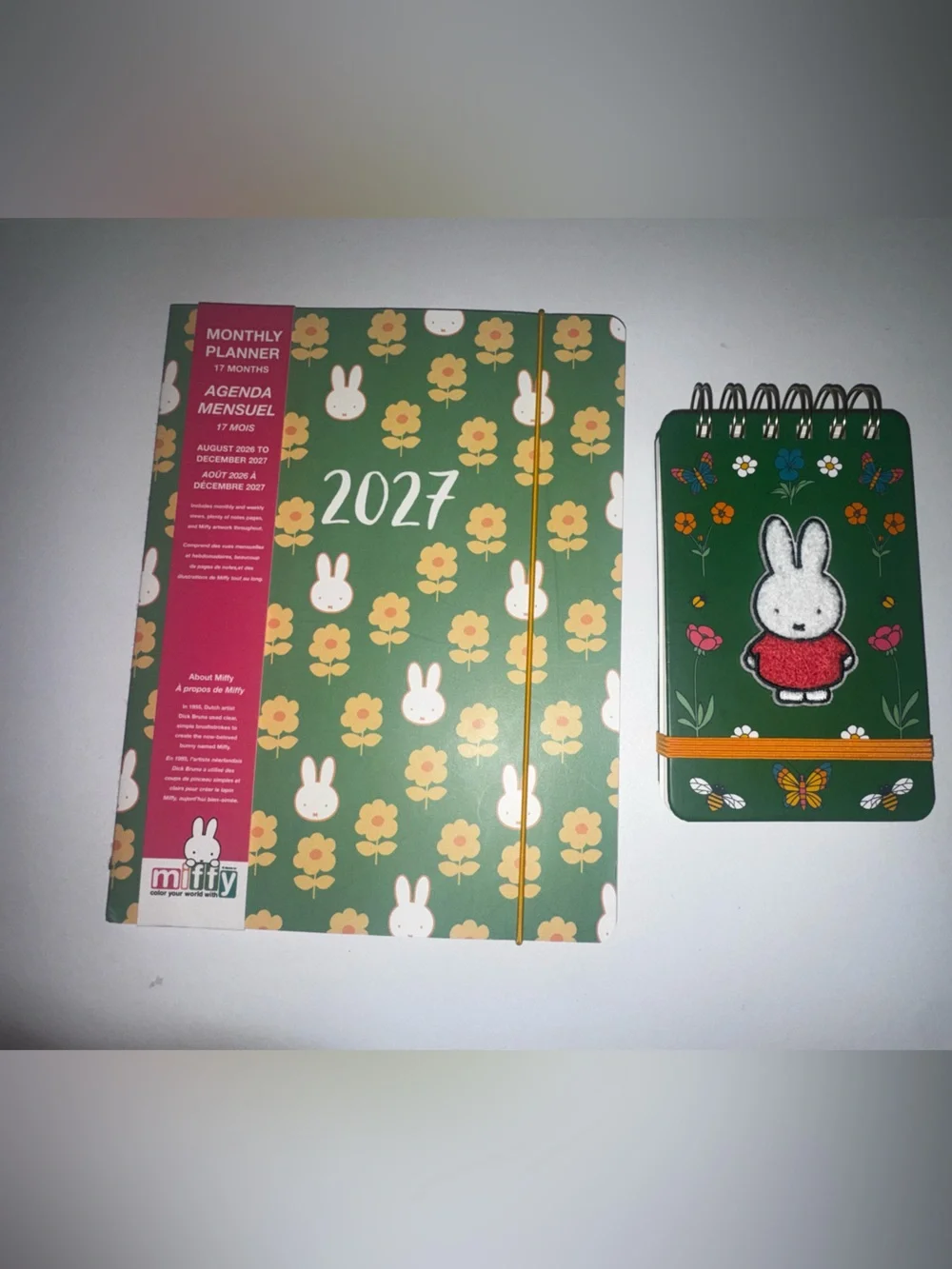 miffy Green Floral 2027 Monthly Planner & Matching Green Spiral Notebook